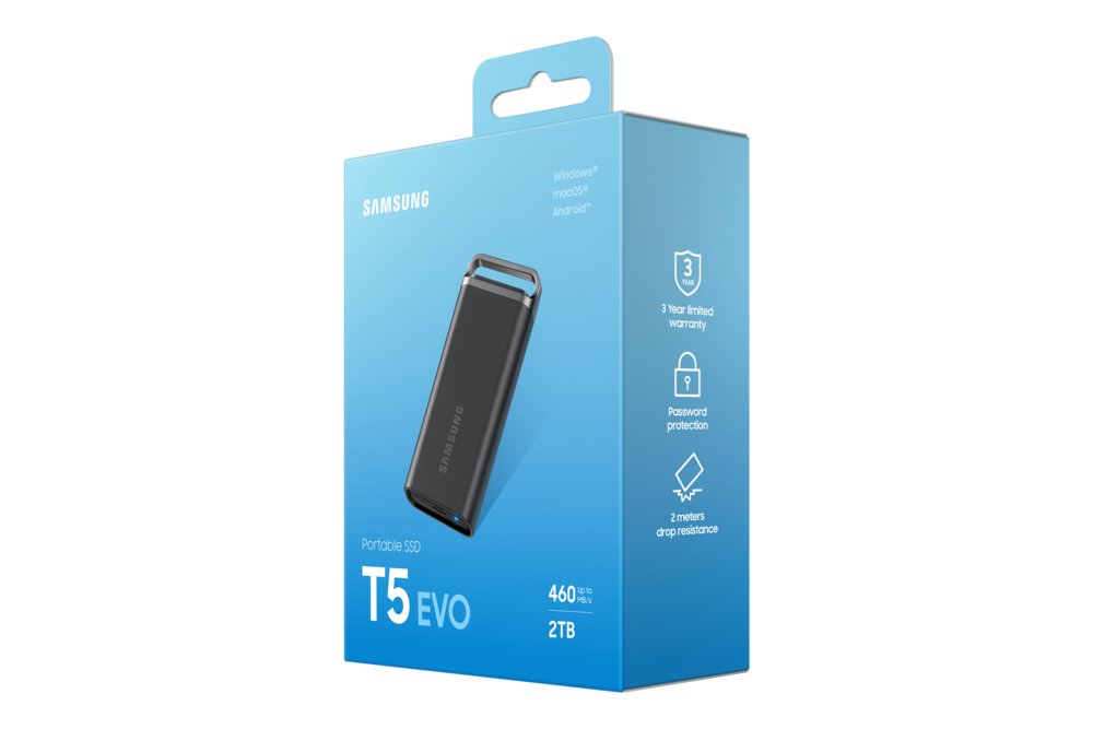 Samsung T5 EVO | Externe SSD | 2TB | USB 3.2 Gen 1 | 460MB/s | Zwart | Compact & Draagbaar 12 Samsung T5 EVO | Externe SSD | 2TB | USB 3.2 Gen 1 | 460MB/s | Zwart | Compact & Draagbaar - Afbeelding 12