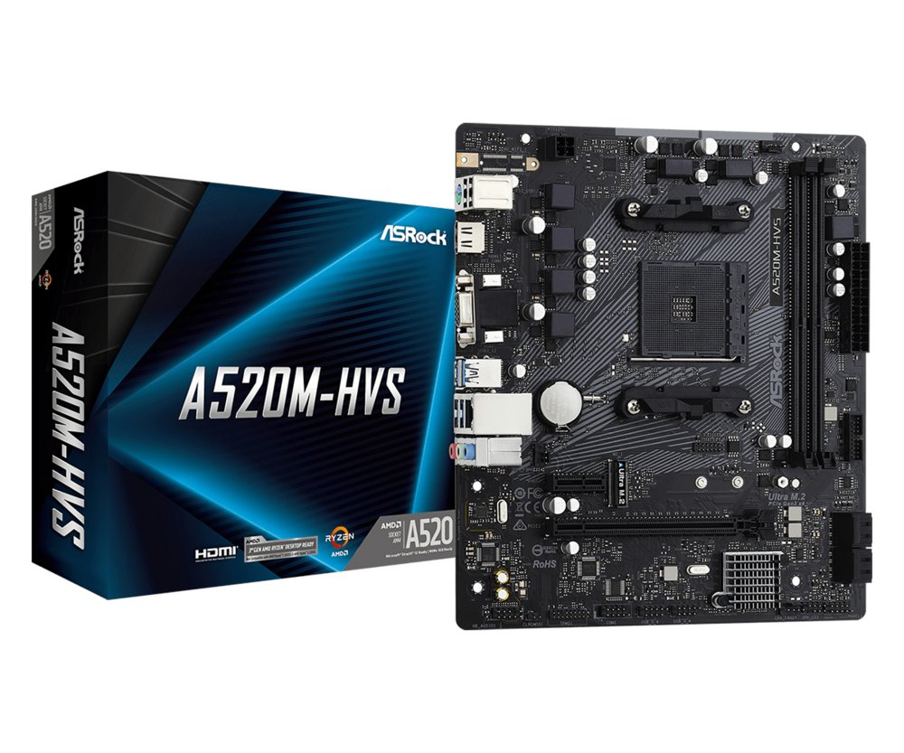 Asrock A520M-HVS | Socket AM4 | AMD A520 | 2xDDR4 | Micro-ATX | Moederbord 1 Asrock A520M-HVS | Socket AM4 | AMD A520 | 2xDDR4 | Micro-ATX | Moederbord
