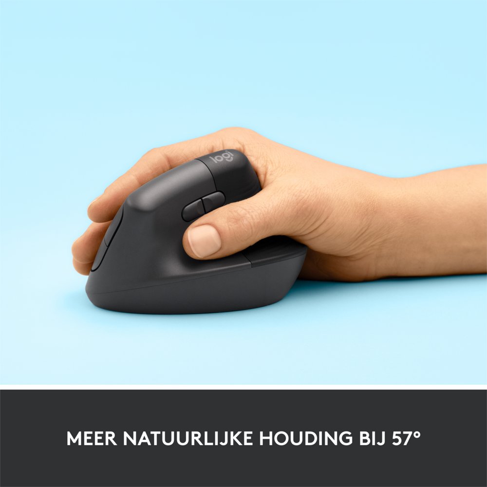 Logitech Lift | Ergonomische Draadloze Muis | Rechtshandig | RF + Bluetooth | 4000 DPI | Grafiet 7 Logitech Lift | Ergonomische Draadloze Muis | Rechtshandig | RF + Bluetooth | 4000 DPI | Grafiet - Afbeelding 7