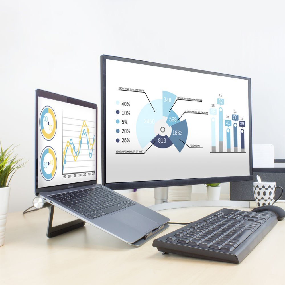 ACT AC8125 | Notebookstandaard 15.6" | Ingebouwde USB-C Docking Station | Grijs 4 ACT AC8125 | Notebookstandaard 15.6" | Ingebouwde USB-C Docking Station | Grijs - Afbeelding 4