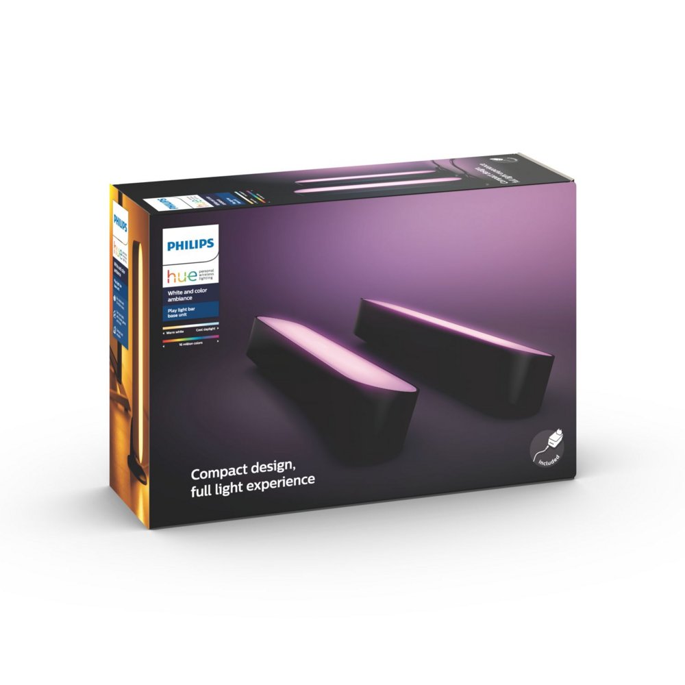Philips Hue Play | Lichtbalk Dubbelpack | EU/UK Stekker | RGB | Bluetooth & Zigbee | Zwart 3 Philips Hue Play | Lichtbalk Dubbelpack | EU/UK Stekker | RGB | Bluetooth & Zigbee | Zwart - Afbeelding 3