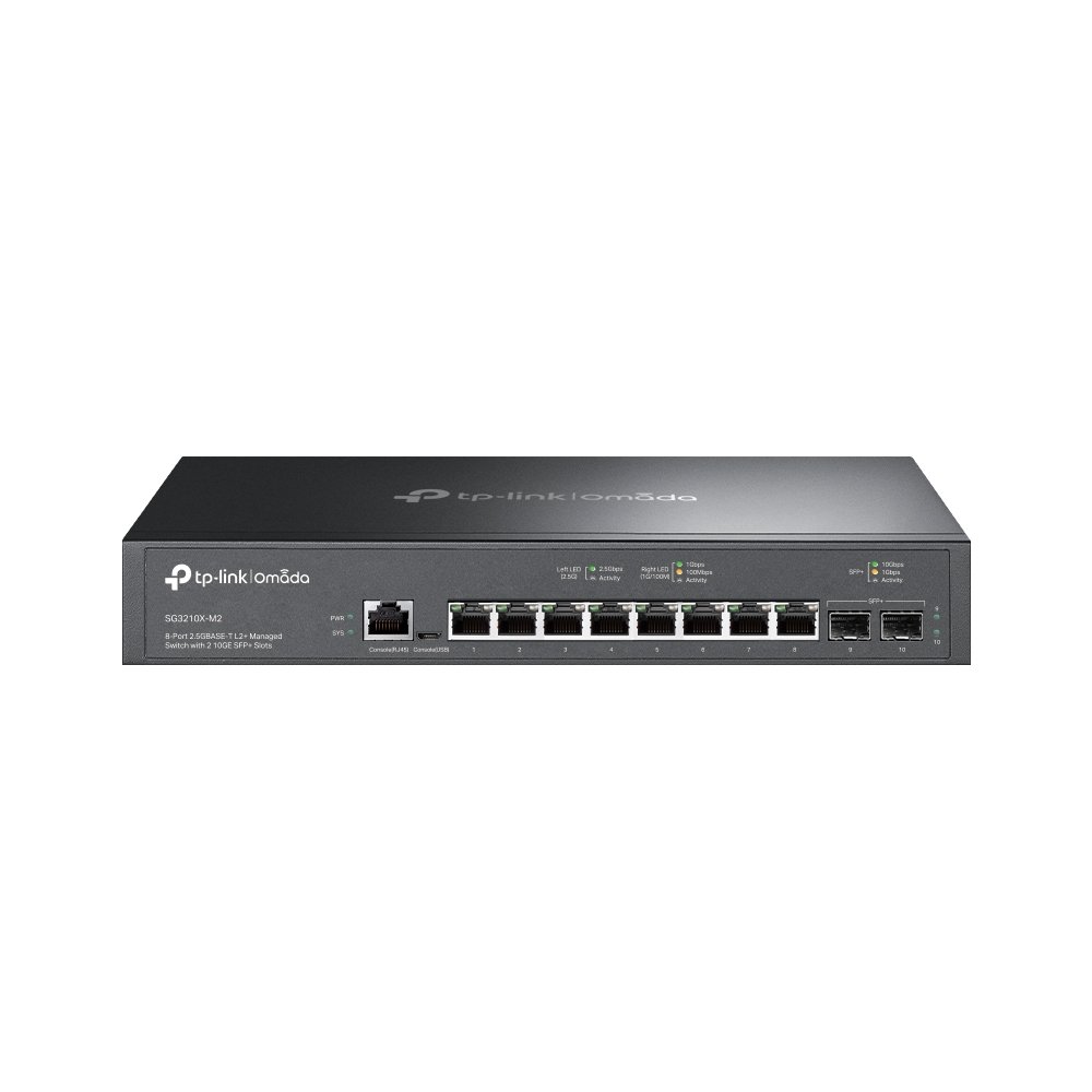 TP-Link Omada SG3210X-M2 | Managed L2+ Switch | 8x 2.5G Ethernet | 2x 10G SFP+ | 1U | Zwart 1 TP-Link Omada SG3210X-M2 | Managed L2+ Switch | 8x 2.5G Ethernet | 2x 10G SFP+ | 1U | Zwart