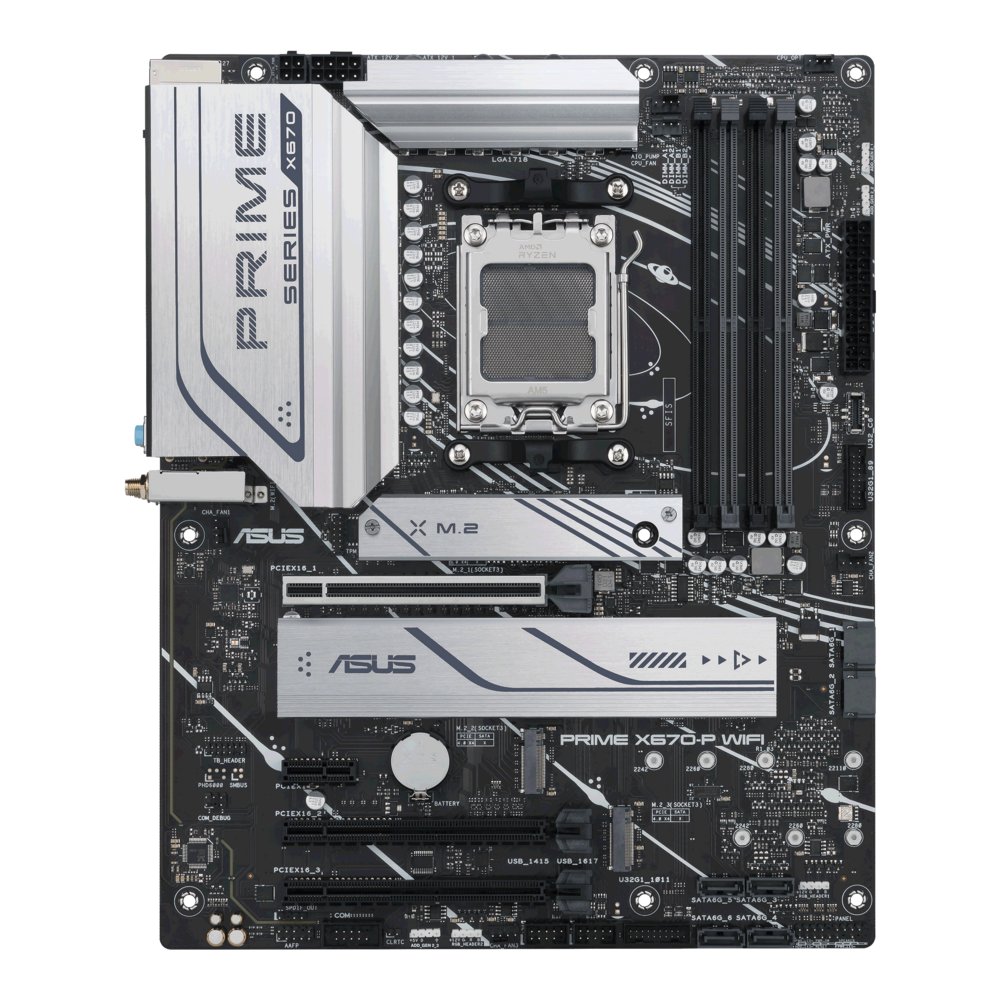 ASUS PRIME X670-P WIFI | Socket AM5 | AMD X670 | 4xDDR5 | ATX | Moederbord 2 ASUS PRIME X670-P WIFI | Socket AM5 | AMD X670 | 4xDDR5 | ATX | Moederbord - Afbeelding 2