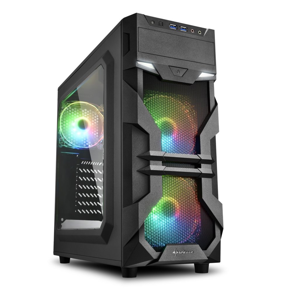 Sharkoon VG7-W RGB | Midi Tower Behuizing | Zwart | Met RGB-verlichting en Acryl Zijpaneel 1 Sharkoon VG7-W RGB | Midi Tower Behuizing | Zwart | Met RGB-verlichting en Acryl Zijpaneel