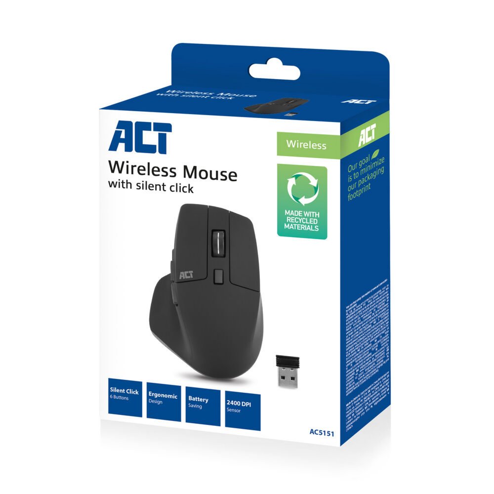 ACT AC5151 | Draadloze Muis | Rechtshandig | RF | 2400 DPI | Zwart 2 ACT AC5151 | Draadloze Muis | Rechtshandig | RF | 2400 DPI | Zwart - Afbeelding 2