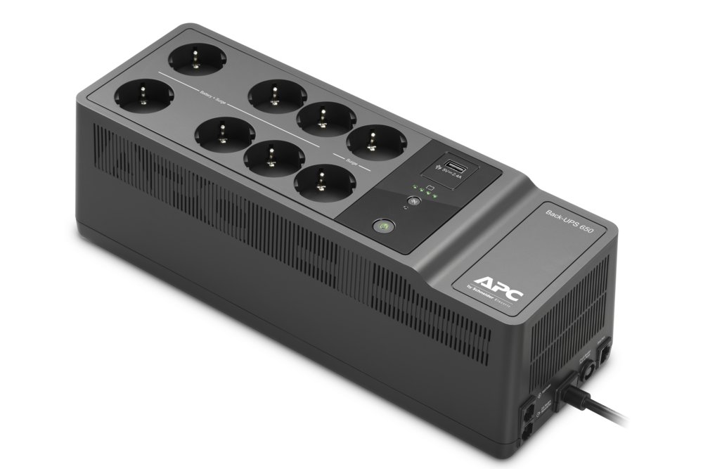APC Back-UPS BE650G2-GR | 650 VA / 400 W | 8x Schuko Stopcontacten | 1x USB-A Oplaadpoort | LED-statusindicator | Vervangbare Batterij | Compacte Tower UPS 1 APC Back-UPS BE650G2-GR | 650 VA / 400 W | 8x Schuko Stopcontacten | 1x USB-A Oplaadpoort | LED-statusindicator | Vervangbare Batterij | Compacte Tower UPS