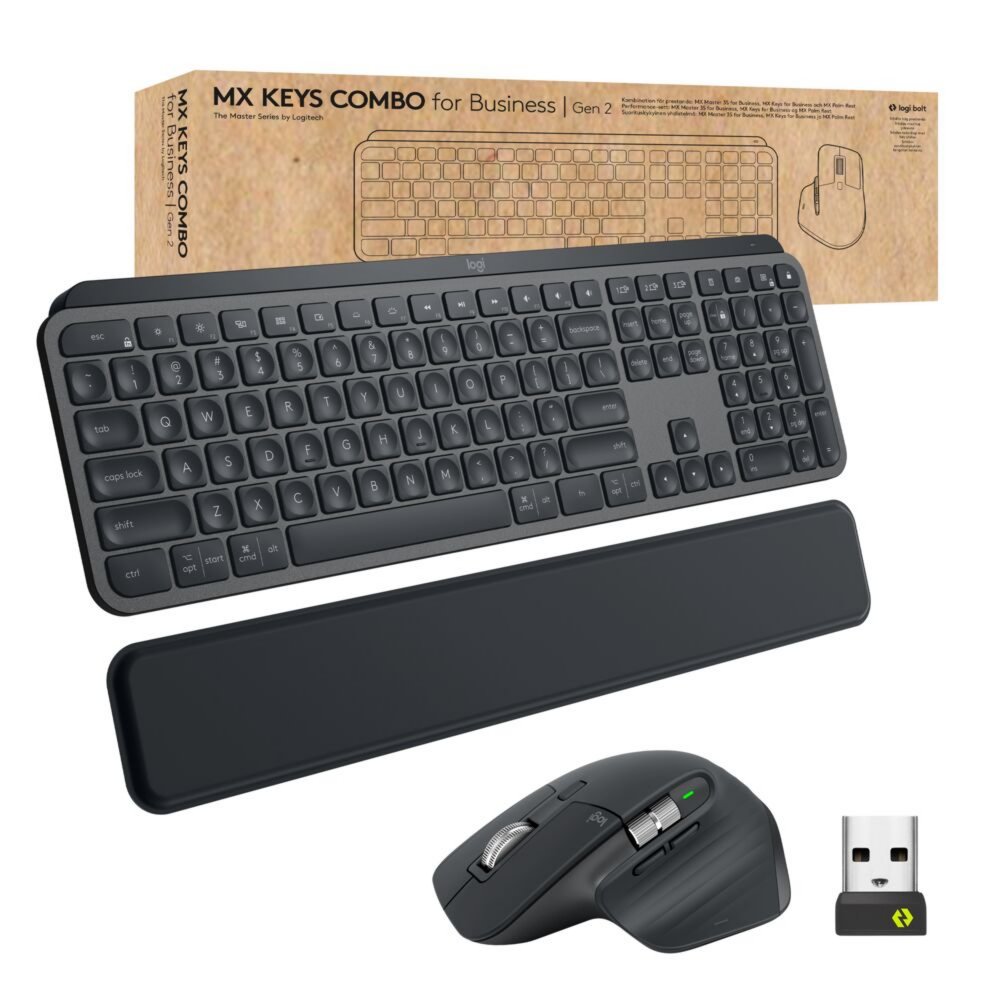 Logitech MX Keys Combo for Business Gen 2 | Draadloze Toetsenbord- en Muis-combo | RF / Bluetooth | QWERTY US International | Grafiet 1 Logitech MX Keys Combo for Business Gen 2 | Draadloze Toetsenbord- en Muis-combo | RF / Bluetooth | QWERTY US International | Grafiet