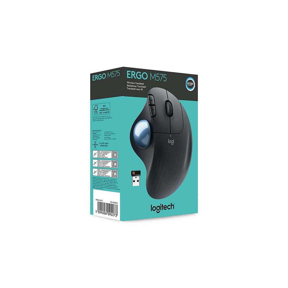 Logitech M575 Ergo Trackball for Business | Ergonomische Draadloze Muis | Rechtshandig | RF + Bluetooth | 2000 DPI | Grafiet 2 Logitech M575 Ergo Trackball for Business | Ergonomische Draadloze Muis | Rechtshandig | RF + Bluetooth | 2000 DPI | Grafiet - Afbeelding 2