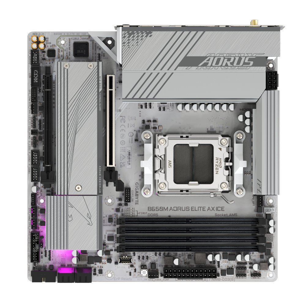 Gigabyte B650M AORUS ELITE AX ICE | Socket AM5 | AMD B650 | 4xDDR5 | Micro ATX | Moederbord 5 Gigabyte B650M AORUS ELITE AX ICE | Socket AM5 | AMD B650 | 4xDDR5 | Micro ATX | Moederbord - Afbeelding 5