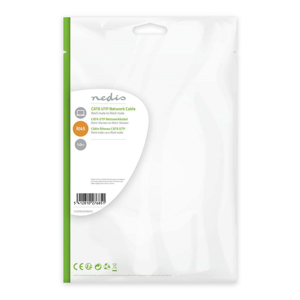 Nedis U/UTP Cat 6 Netwerkkabel | 1 m | Zwart 5 Nedis U/UTP Cat 6 Netwerkkabel | 1 m | Zwart - Afbeelding 5