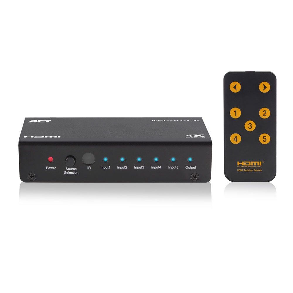ACT AC7840 HDMI Switch | 5 Ingangen | 1 Uitgang | 4K @ 30Hz | Inclusief Afstandsbediening 6 ACT AC7840 HDMI Switch | 5 Ingangen | 1 Uitgang | 4K @ 30Hz | Inclusief Afstandsbediening - Afbeelding 6