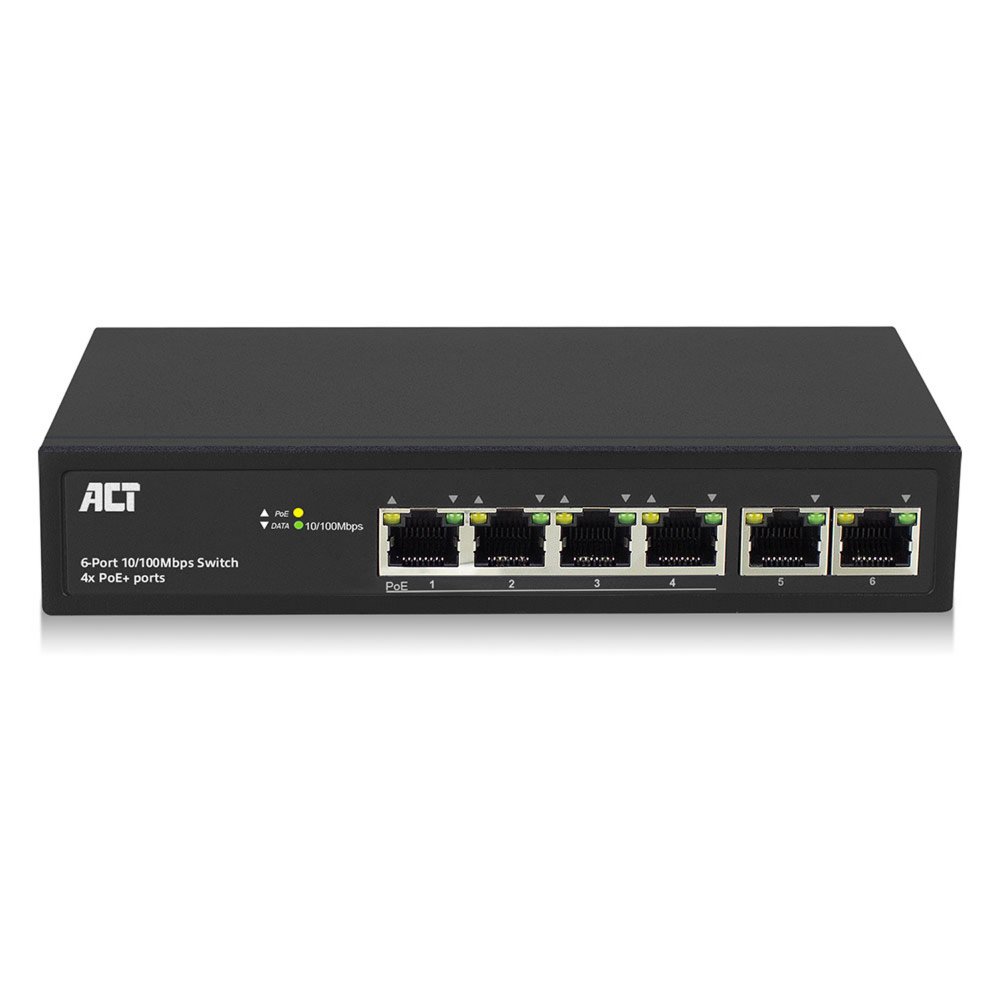 ACT AC4430 | Unmanaged Switch | 6 Poorten | Fast Ethernet (10/100 Mbps) | 4× PoE+ | PoE-budget 60W 3 ACT AC4430 | Unmanaged Switch | 6 Poorten | Fast Ethernet (10/100 Mbps) | 4× PoE+ | PoE-budget 60W - Afbeelding 3
