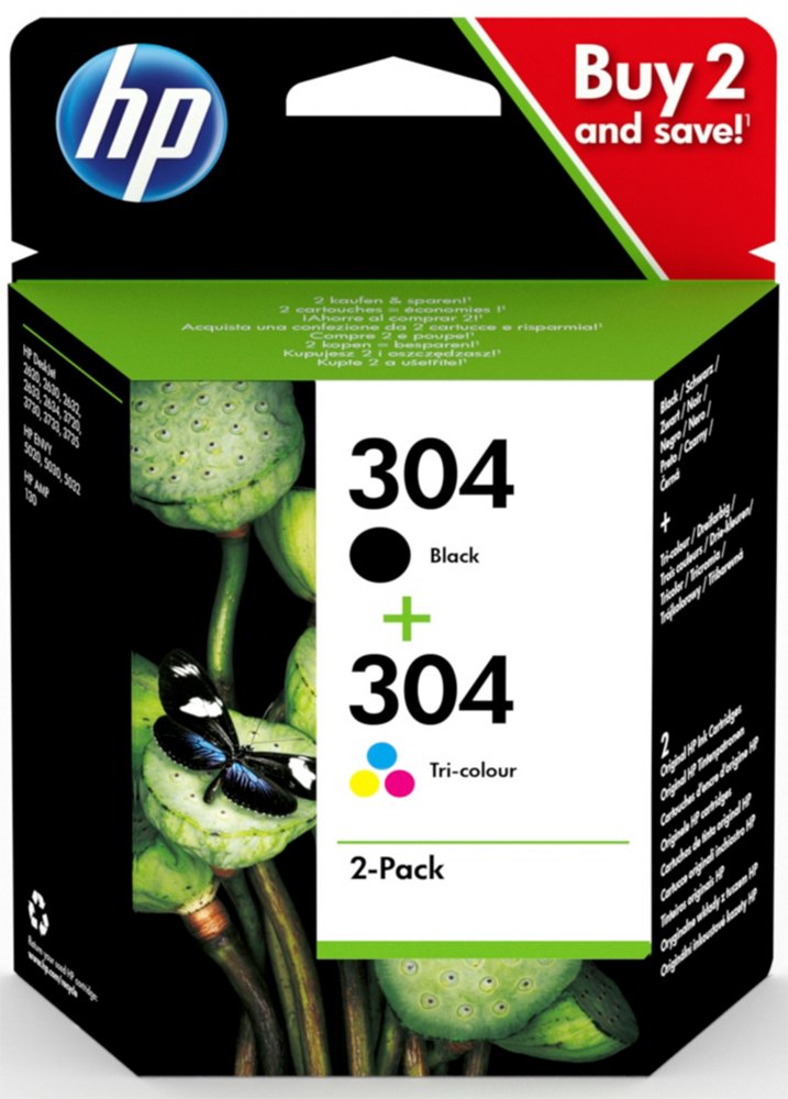 HP 304 | Originele Zwarte/Drie-Kleuren Inktcartridges | 2-Pack 1 HP 304 | Originele Zwarte/Drie-Kleuren Inktcartridges | 2-Pack