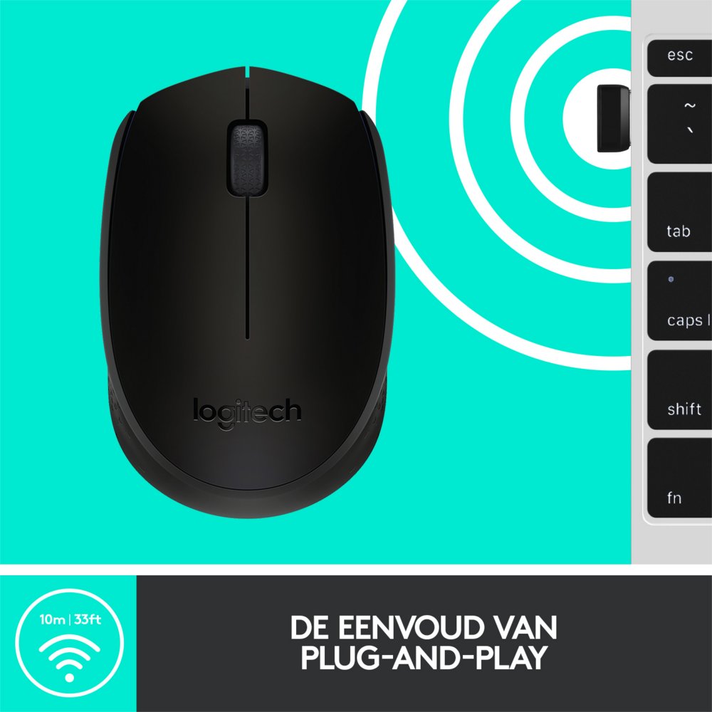 Logitech M171 | Draadloze Muis | Links- en Rechtshandig | RF | 1000 DPI | Zwart 7 Logitech M171 | Draadloze Muis | Links- en Rechtshandig | RF | 1000 DPI | Zwart - Afbeelding 7