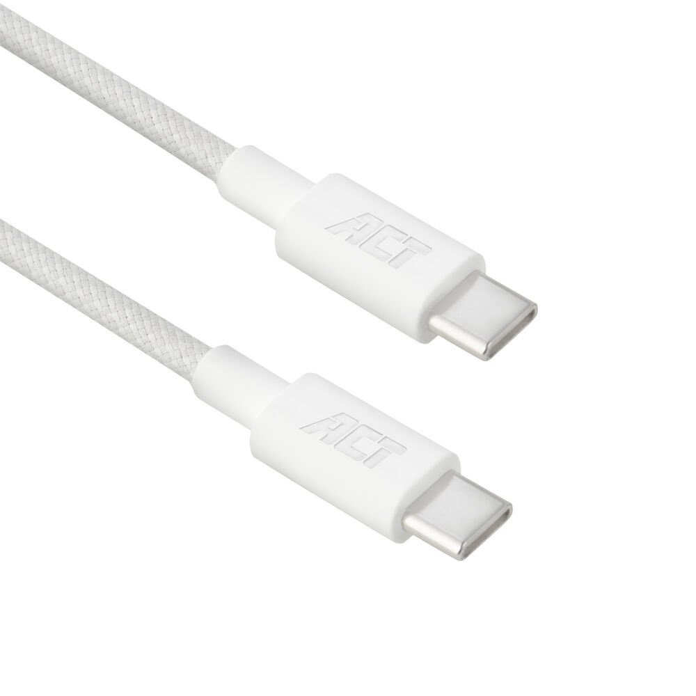 ACT AC3081 | USB 2.0 Kabel | USB-C naar USB-C | 60W | 480Mbps | Wit | 2 Meter 1 ACT AC3085 | USB 2.0 Kabel | USB-C naar USB-C | 240W | 480Mbps | Wit | 2 Meter