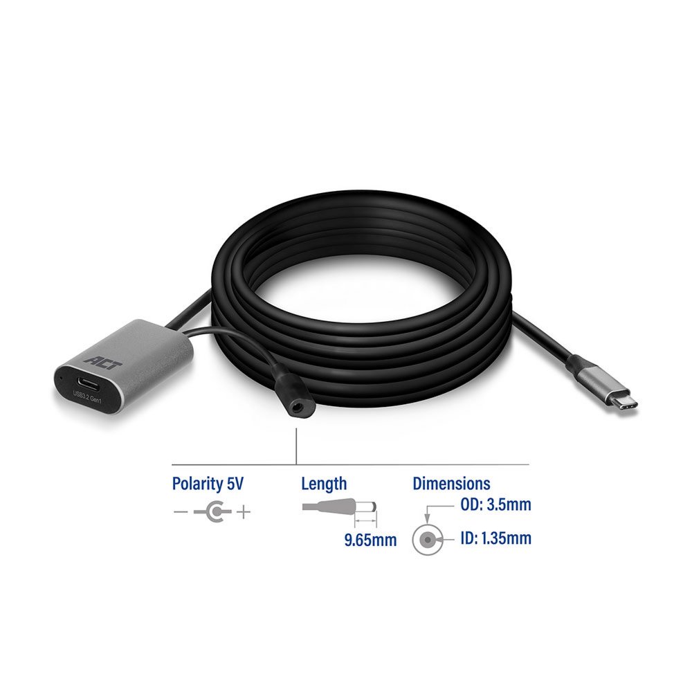 ACT AC7060 | USB-C Verlengkabel met Signaalversterker | 5m | Zwart 5 ACT AC7060 | USB-C Verlengkabel met Signaalversterker | 5m | Zwart - Afbeelding 5