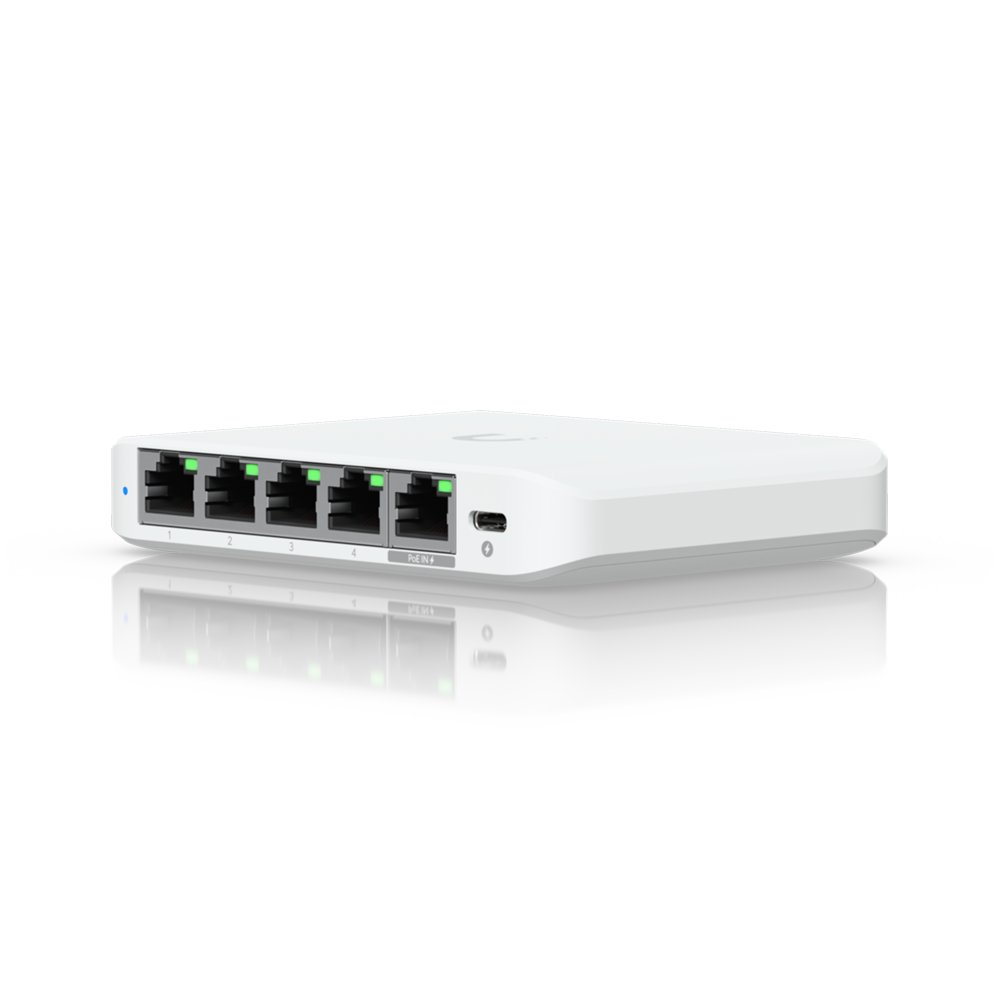 Ubiquiti UniFi Flex Mini 2.5G | 2.5G Managed Switch (5 poorten) | 5x 2.5G RJ45 | PoE (input) | Wit 1 Ubiquiti UniFi Flex Mini 2.5G | 2.5G Managed Switch (5 poorten) | 5x 2.5G RJ45 | PoE (input) | Wit