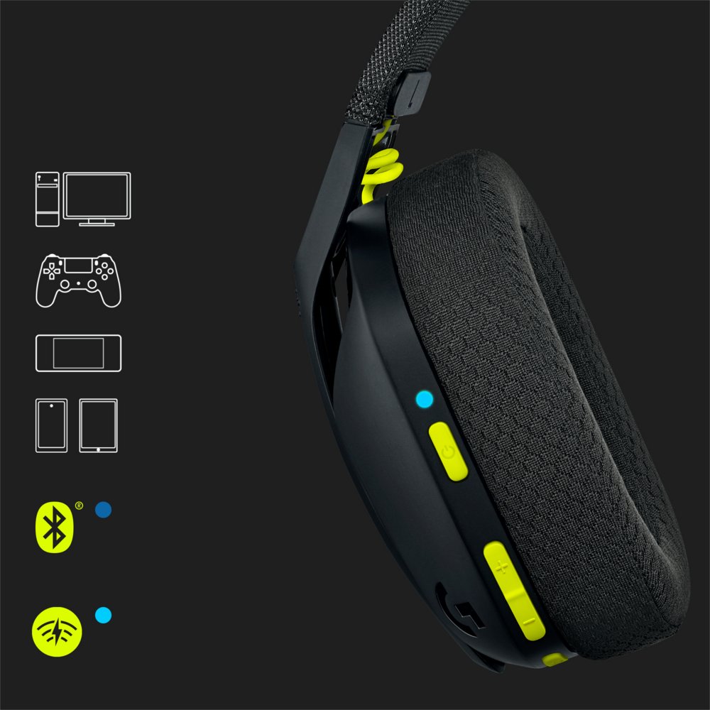 Logitech G435 Wireless Gaming Headset | Bluetooth & Lightspeed | Hoofdband | Zwart 4 Logitech G435 Wireless Gaming Headset | Bluetooth & Lightspeed | Hoofdband | Zwart - Afbeelding 4
