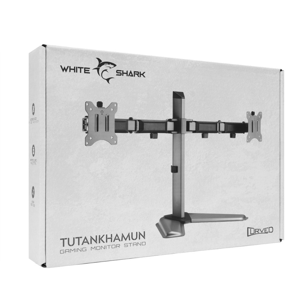 White Shark TUTANKHAMUN | Monitor-bureaustand | Tot 32" | Max 9kg | VESA 100x100 | 2 Monitoren 7 White Shark TUTANKHAMUN | Monitor-bureaustand | Tot 32" | Max 9kg | VESA 100x100 | 2 Monitoren - Afbeelding 7