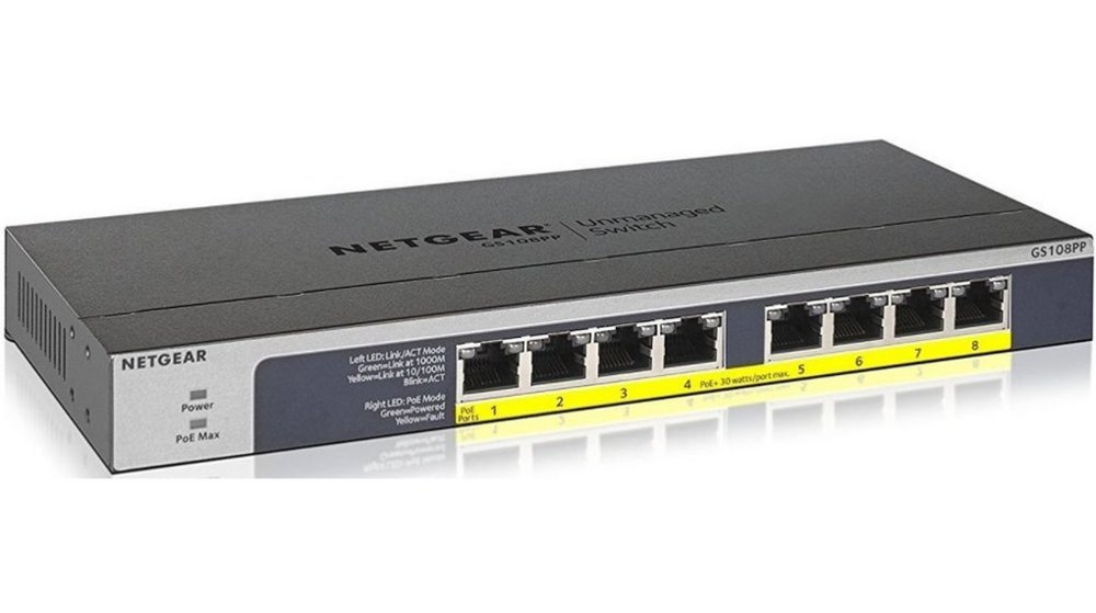 NETGEAR GS108PP | Unmanaged | Gigabit Ethernet (10/100/1000 Mbps) | Power over Ethernet (PoE) 1 NETGEAR GS108PP | Unmanaged | Gigabit Ethernet (10/100/1000 Mbps) | Power over Ethernet (PoE)