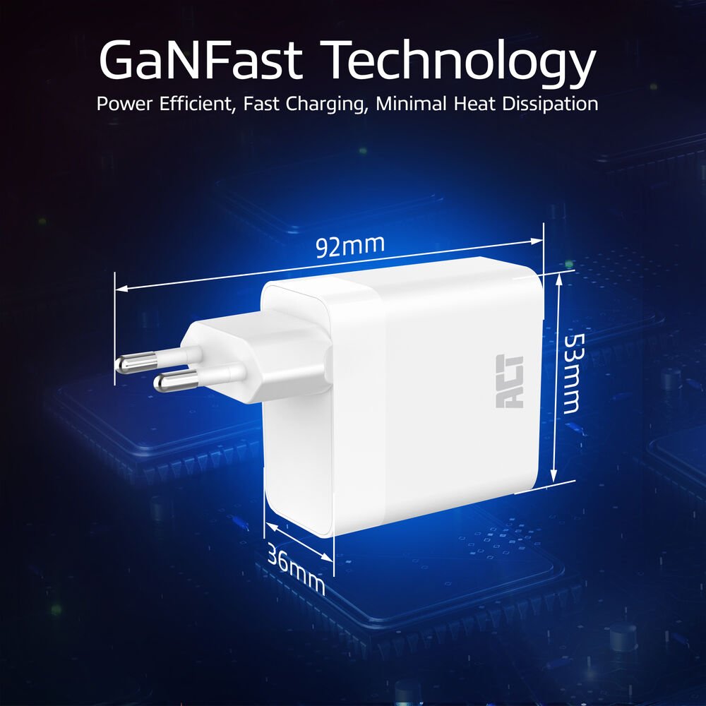 ACT AC2170 USB-C/USB-A Lader | 3-Poorts met PPS, QuickCharge & GaNFast | 65W 4 ACT AC2170 USB-C/USB-A Lader | 3-Poorts met PPS, QuickCharge & GaNFast | 65W - Afbeelding 4
