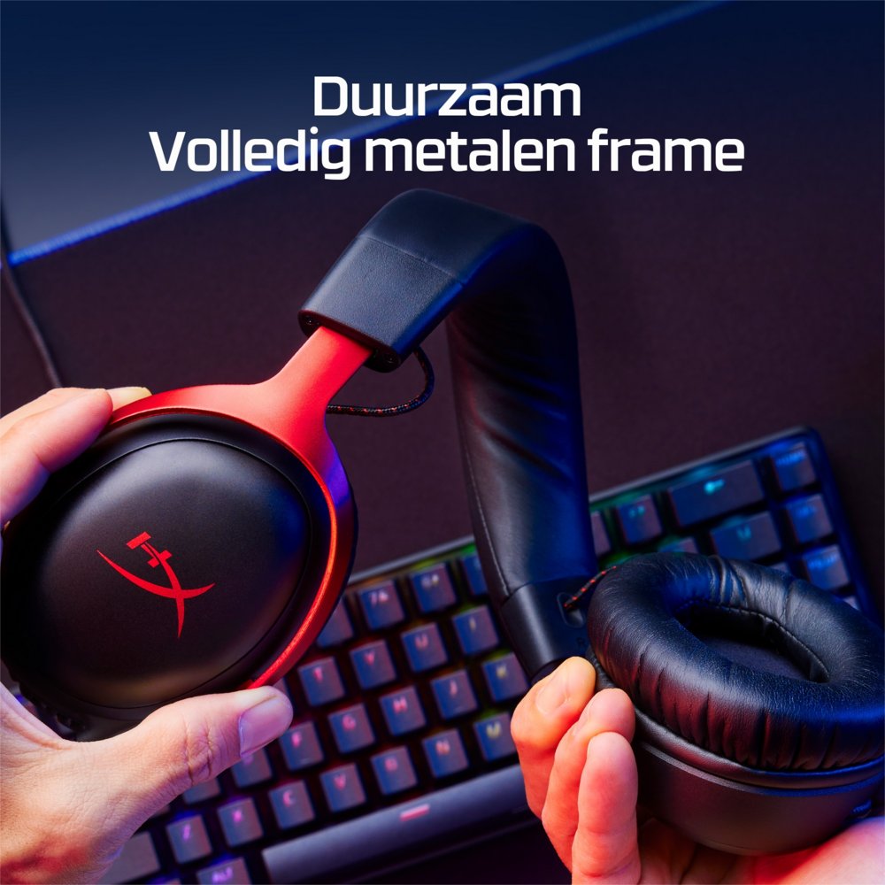 HyperX Cloud III | Bedrade Over-ear Gaming Headset | 3.5mm + USB-A + USB-C | Zwart/Rood 4 HyperX Cloud III | Bedrade Over-ear Gaming Headset | 3.5mm + USB-A + USB-C | Zwart/Rood - Afbeelding 4
