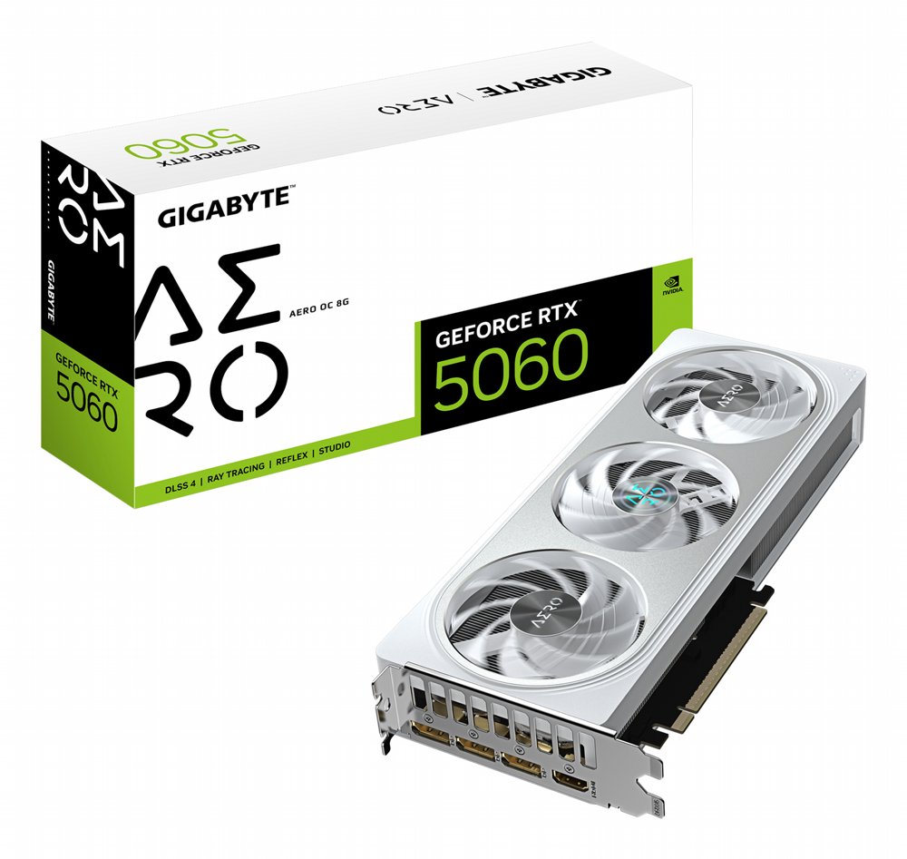 GIGABYTE GeForce RTX 5060 AERO OC | 8GB GDDR7 | DLSS 4 | Videokaart | Nvidia GPU 1 GIGABYTE GeForce RTX 5060 AERO OC | 8GB GDDR7 | DLSS 4 | Videokaart | Nvidia GPU