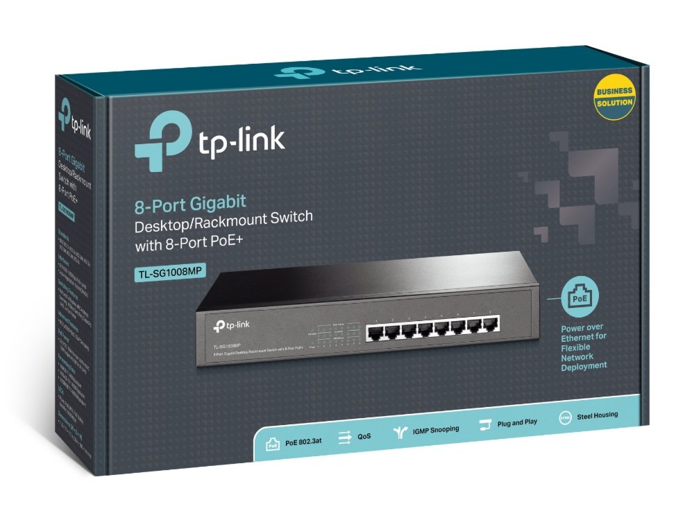 TP-Link TL-SG1008MP | Unmanaged Switch | 8 Poorten | Gigabit Ethernet (10/100/1000 Mbps) | PoE | Zwart 4 TP-Link TL-SG1008MP | Unmanaged Switch | 8 Poorten | Gigabit Ethernet (10/100/1000 Mbps) | PoE | Zwart - Afbeelding 4