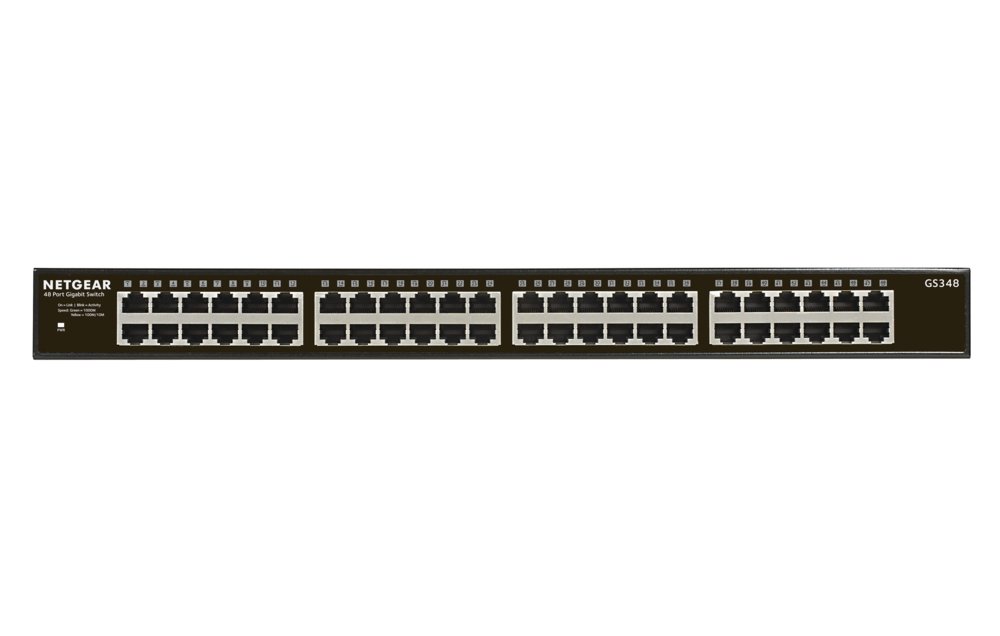 NETGEAR GS348 Unmanaged Gigabit Ethernet Switch | 48 Poorten | 1U Rackmount 1 NETGEAR GS348 Unmanaged Gigabit Ethernet Switch | 48 Poorten | 1U Rackmount
