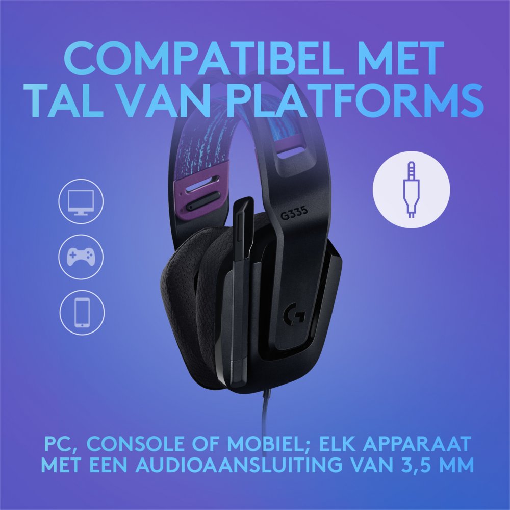 Logitech G335 | On-Ear Gaming Headset 3,5mm Connector | Zwart 6 Logitech G335 | On-Ear Gaming Headset 3,5mm Connector | Zwart - Afbeelding 6