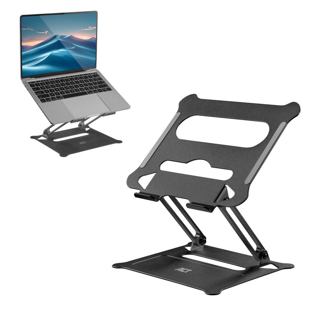 ACT Laptopstandaard 15.6" | Aluminium | Inklapbaar | Traploos in Hoogte Verstelbaar 1 ACT Laptopstandaard 15.6" | Aluminium | Inklapbaar | Traploos in Hoogte Verstelbaar