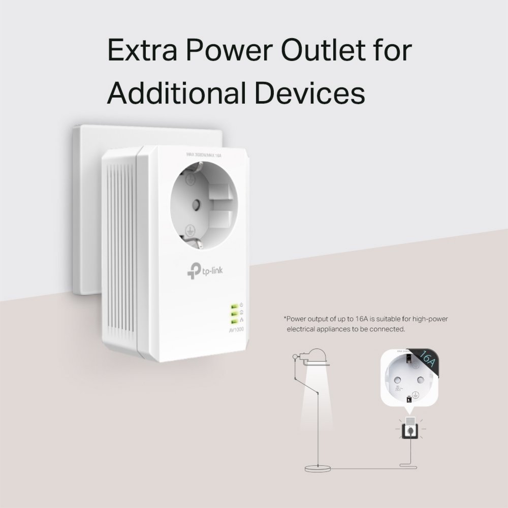 TP-Link AV1000 | Powerline Adapter Set | 1000 Mbps | Gigabit Ethernet | Starter Kit 6 TP-Link AV1000 | Powerline Adapter Set | 1000 Mbps | Gigabit Ethernet | Starter Kit - Afbeelding 6