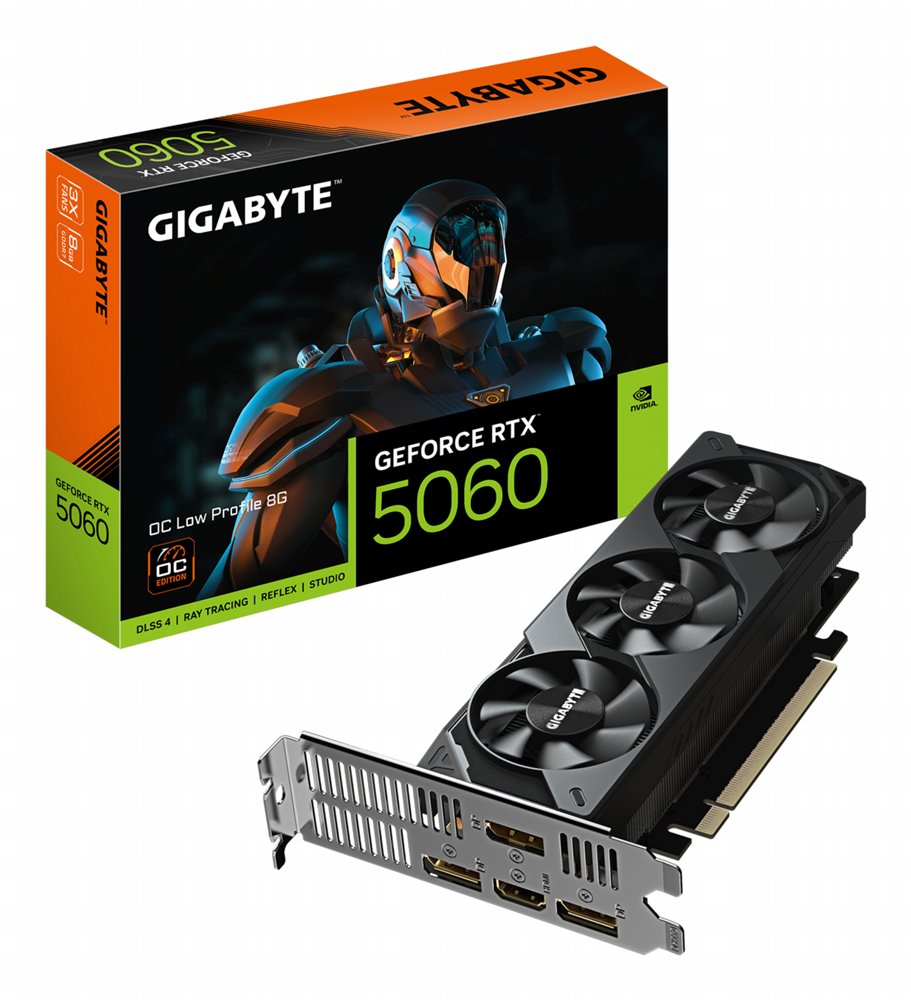 Gigabyte GeForce RTX 5060 OC Low Profile | 8GB GDDR7 VRAM | Videokaart | GPU | Nvidia 1 Gigabyte GeForce RTX 5060 OC Low Profile | 8GB GDDR7 VRAM | Videokaart | GPU | Nvidia