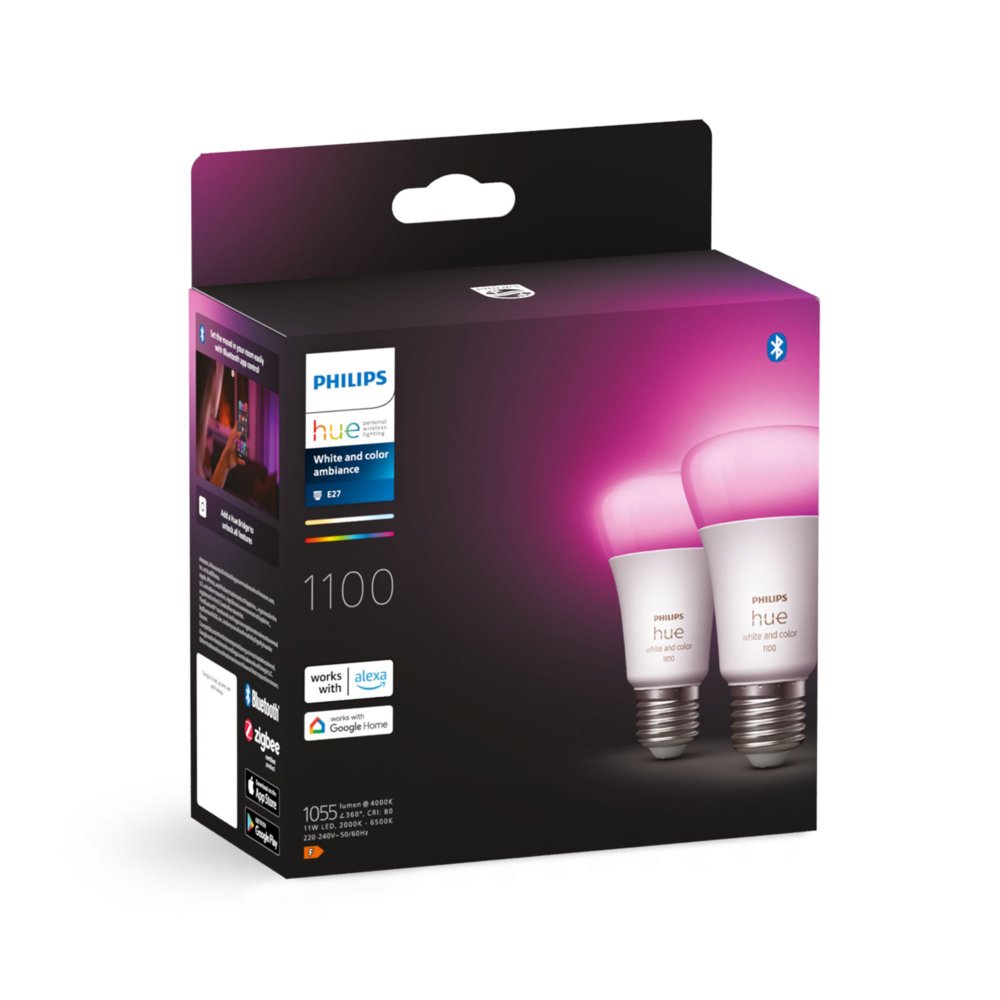 Philips Hue White and Color ambiance A60 - E27 slimme lamp - 1100 (2-pack) 3 Philips Hue White and Color ambiance A60 - E27 slimme lamp - 1100 (2-pack) - Afbeelding 3