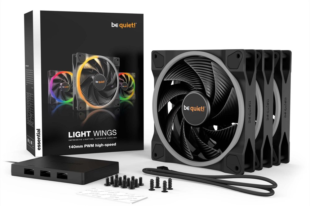 be quiet! Light Wings 140mm PWM High-Speed | 140mm Behuizingsventilator | Zwart | Triple Pack (3 stuks) 6 be quiet! Light Wings 140mm PWM High-Speed | 140mm Behuizingsventilator | Zwart | Triple Pack (3 stuks) - Afbeelding 6