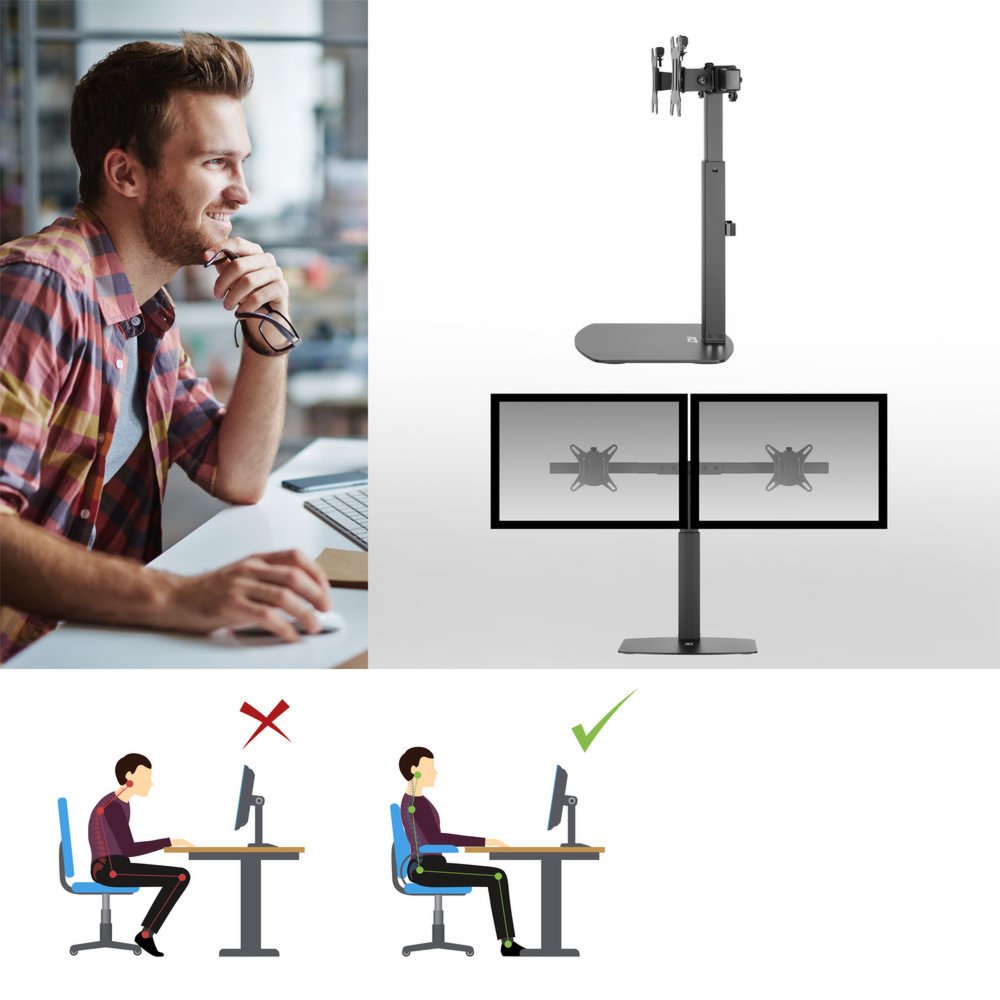 ACT AC8332 | In Hoogte Verstelbare Monitor-bureausteun | Tot 27" | Max 6kg | VESA 100x100 | 2 Monitoren 6 ACT AC8332 | In Hoogte Verstelbare Monitor-bureausteun | Tot 27" | Max 6kg | VESA 100x100 | 2 Monitoren - Afbeelding 6