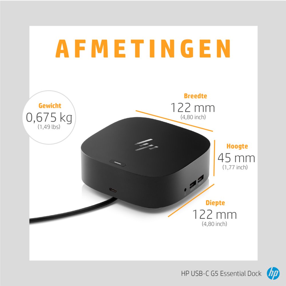 HP G5 Essential Dock | Docking Station | USB-C | Zwart 13 HP G5 Essential Dock | Docking Station | USB-C | Zwart - Afbeelding 13