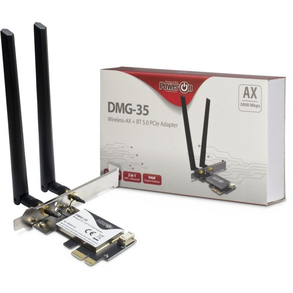 Inter-Tech DMG-35 | Wi-Fi 6 & Bluetooth 5.0 PCIe Adapter | 3000 Mbps | Dual-band (2,4 GHz / 5 GHz) | Intel AX200 Chipset | PCIe x1 4 Inter-Tech DMG-35 | Wi-Fi 6 & Bluetooth 5.0 PCIe Adapter | 3000 Mbps | Dual-band (2,4 GHz / 5 GHz) | Intel AX200 Chipset | PCIe x1 - Afbeelding 4