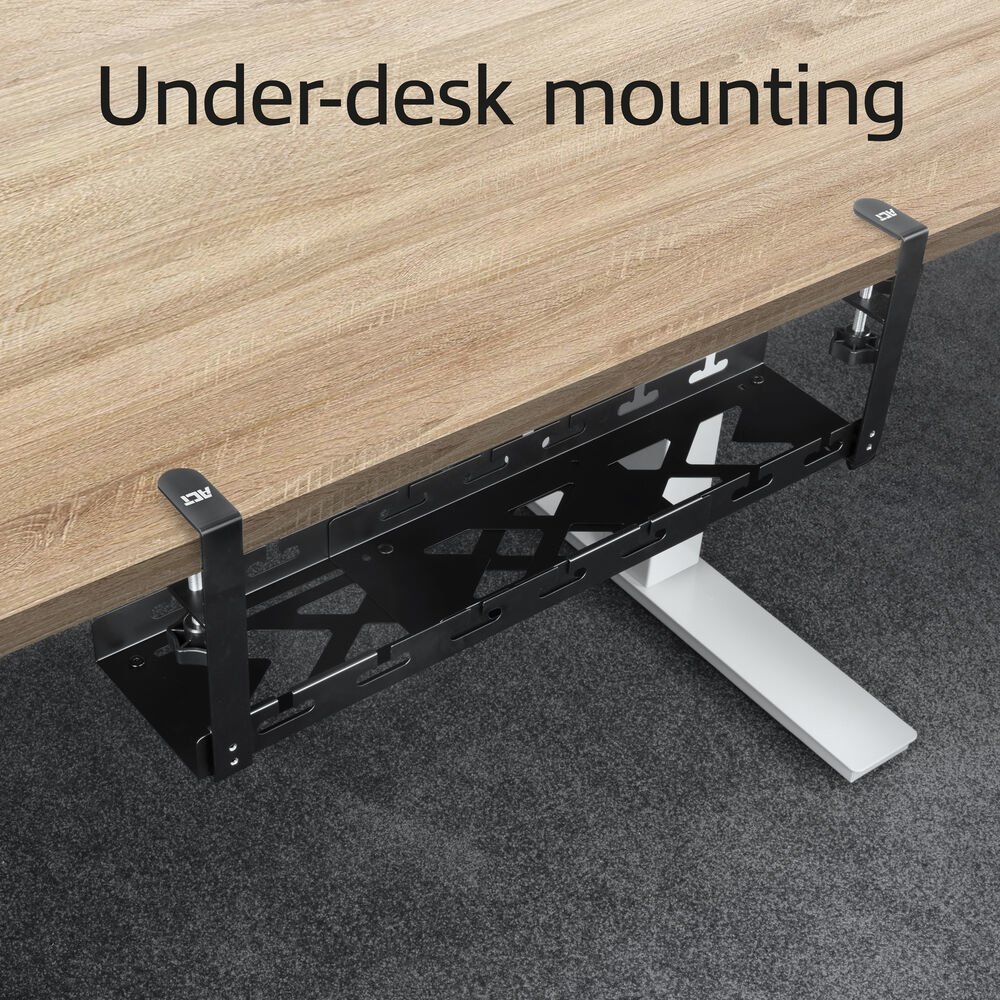 ACT Verstelbare kabelgoot voor onder bureau | Klemsysteem | 43 tot 72 cm | Zonder boren | Staal | Zwart 6 ACT Verstelbare kabelgoot voor onder bureau | Klemsysteem | 43 tot 72 cm | Zonder boren | Staal | Zwart - Afbeelding 6