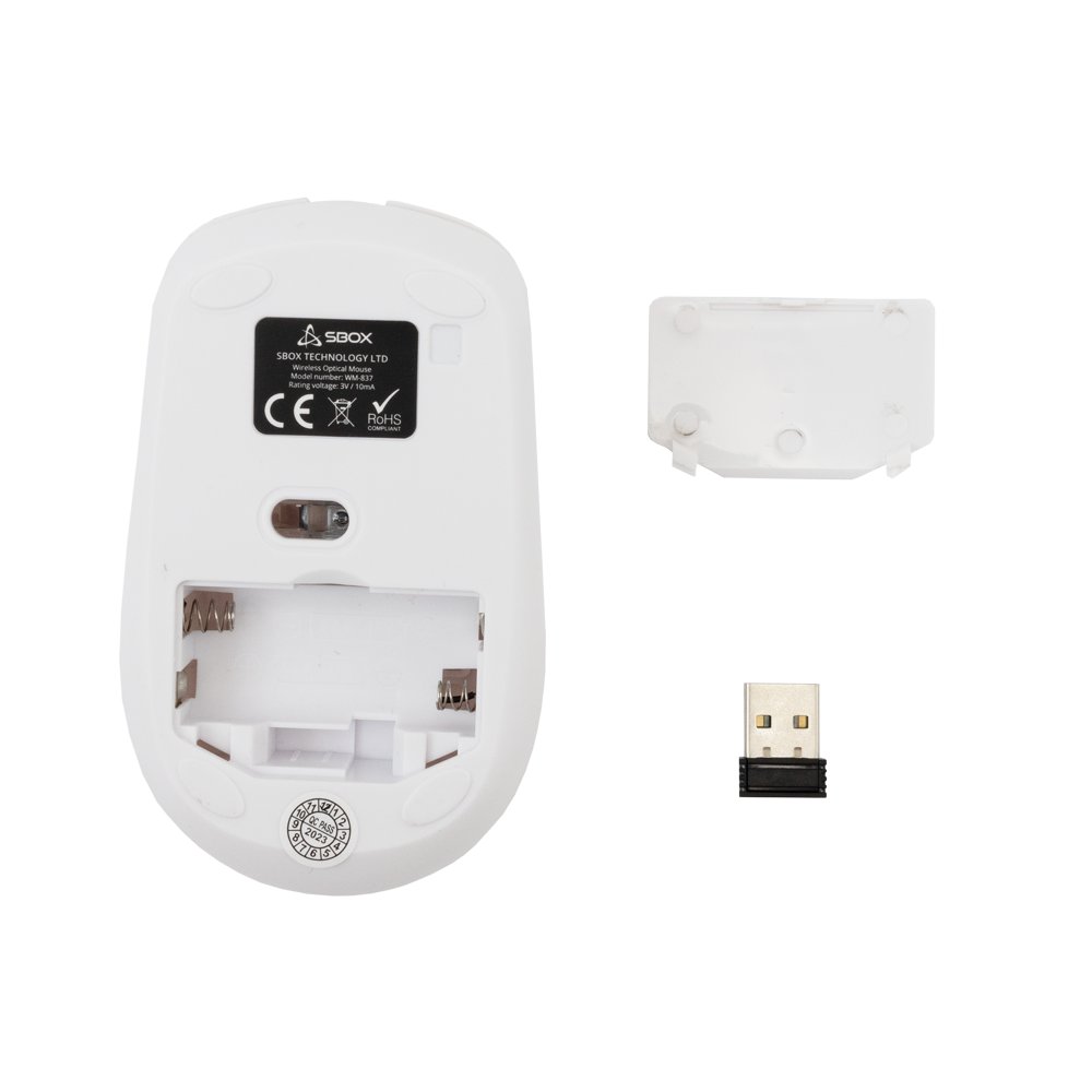 SBOX WM-837W | Draadloze Muis | Links- en Rechtshandig | RF | 1600 DPI | Wit 5 SBOX WM-837W | Draadloze Muis | Links- en Rechtshandig | RF | 1600 DPI | Wit - Afbeelding 5