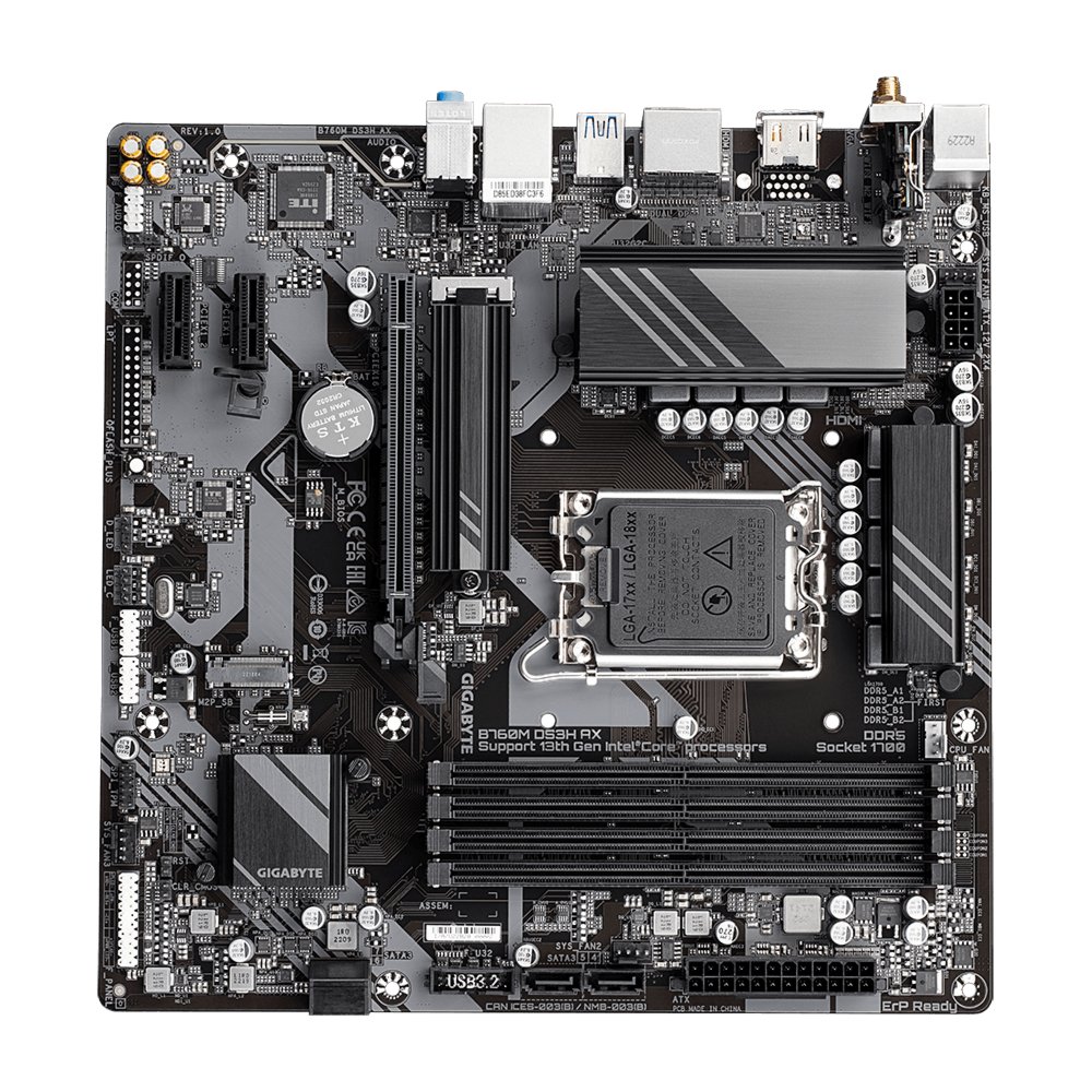 Gigabyte B760M DS3H AX (rev. 1.x) | Socket LGA 1700 | Intel B760 | 4xDDR5 | Micro-ATX | Moederbord 4 Gigabyte B760M DS3H AX (rev. 1.x) | Socket LGA 1700 | Intel B760 | 4xDDR5 | Micro-ATX | Moederbord - Afbeelding 4