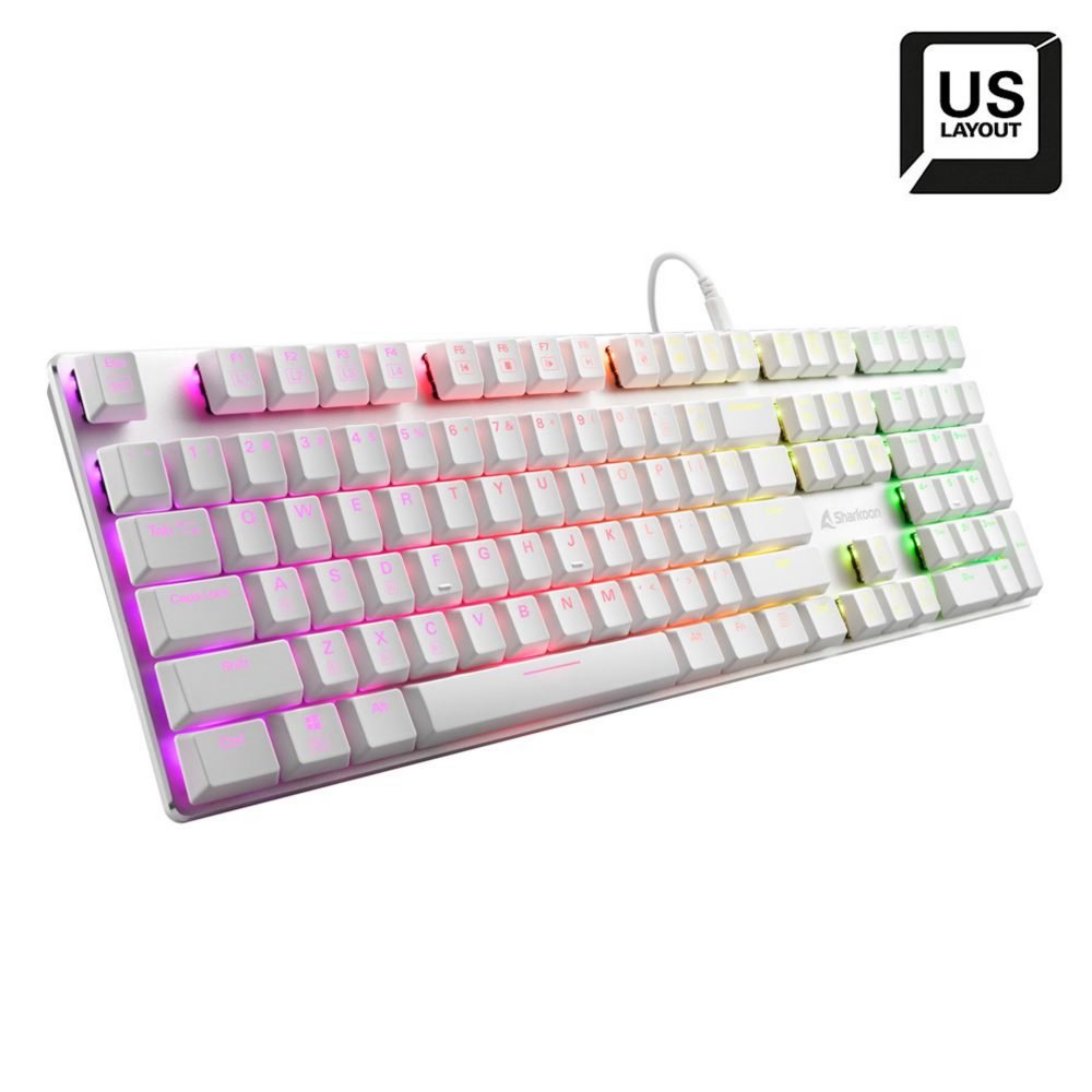 Sharkoon PureWriter RGB Wit | Bedraad Toetsenbord | QWERTY US 1 Sharkoon PureWriter RGB Wit | Bedraad Toetsenbord | QWERTY US