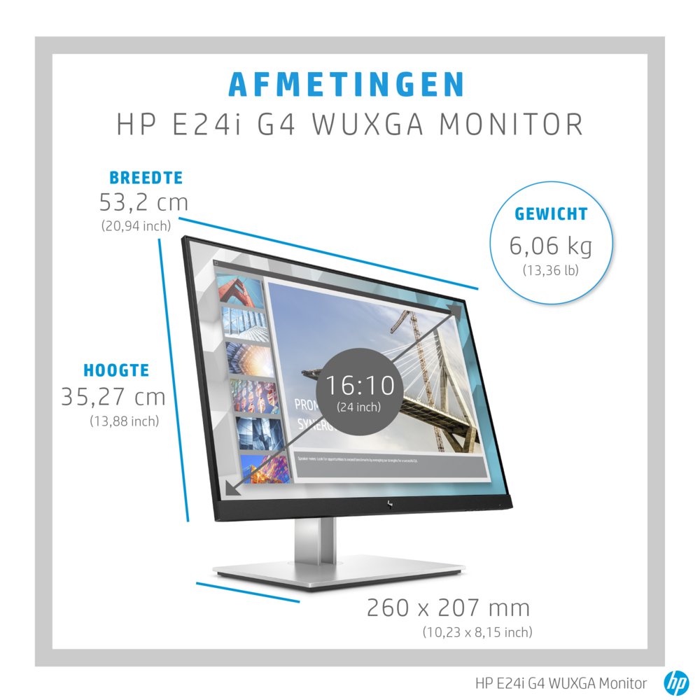 HP E24i G4 24" | 1920x1200 WUXGA IPS | 60Hz | 5ms | 99% sRGB | USB Hub | Ergonomisch Verstelbaar | Monitor 7 HP E24i G4 24" | 1920x1200 WUXGA IPS | 60Hz | 5ms | 99% sRGB | USB Hub | Ergonomisch Verstelbaar | Monitor - Afbeelding 7