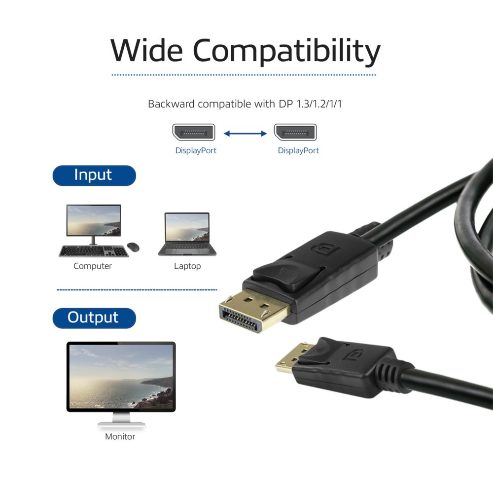 ACT AK4073 | DisplayPort 1.4 Kabel | 2,0m | Zwart 3 ACT AK4073 | DisplayPort 1.4 Kabel | 2,0m | Zwart - Afbeelding 3