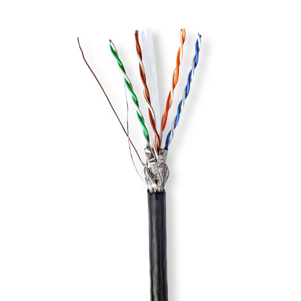 Nedis netwerkkabel voor buiten | Cat6 | S/FTP (S-STP) | 305 m | Zwart | CCBG8594BK305S 1 Nedis netwerkkabel voor buiten | Cat6 | S/FTP (S-STP) | 305 m | Zwart | CCBG8594BK305S