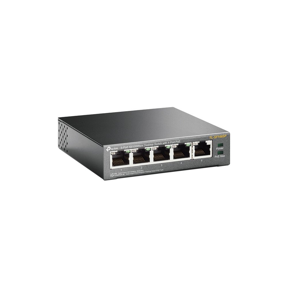 TP-Link TL-SF1005P | Unmanaged Switch | 5 Poorten | Fast Ethernet (10/100 Mbps) | PoE | Zwart 2 TP-Link TL-SF1005P | Unmanaged Switch | 5 Poorten | Fast Ethernet (10/100 Mbps) | PoE | Zwart - Afbeelding 2