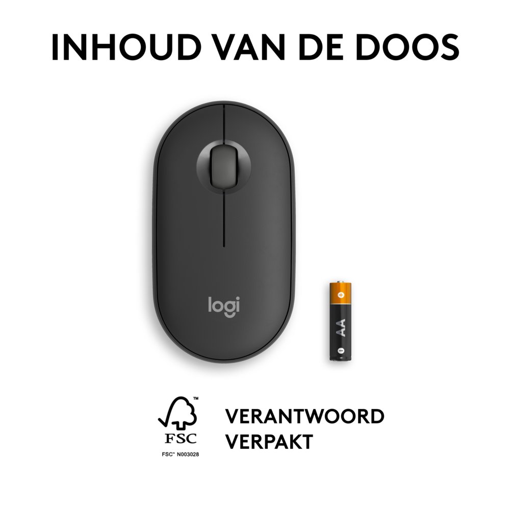 Logitech Pebble 2 M350s | Draadloze Muis | Links- en Rechtshandig | RF + Bluetooth | 4000 DPI | Grafiet 9 Logitech Pebble 2 M350s | Draadloze Muis | Links- en Rechtshandig | RF + Bluetooth | 4000 DPI | Grafiet - Afbeelding 9