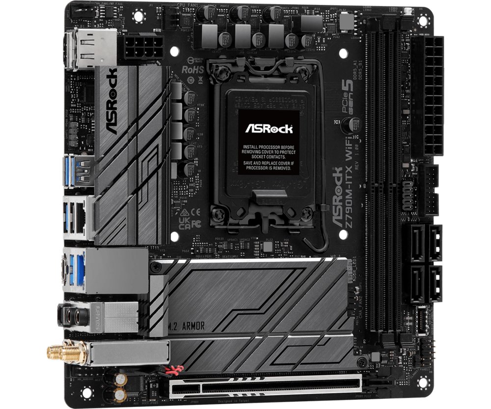 Asrock Z790M-ITX WiFi | Socket LGA 1700 | Intel Z790 | 2xDDR5 | Mini-ITX | Moederbord 4 Asrock Z790M-ITX WiFi | Socket LGA 1700 | Intel Z790 | 2xDDR5 | Mini-ITX | Moederbord - Afbeelding 4