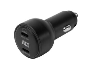 ACT AC2210 | 2 Poorts USB-C Autolader 95W | Power Delivery PPS & Quick Charge 5 | GaNFast