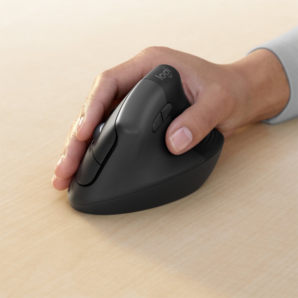 Logitech Lift for Business | Ergonomische Draadloze Muis | Rechtshandig | RF + Bluetooth | 4000 DPI | Grafiet 4 Logitech Lift for Business | Ergonomische Draadloze Muis | Rechtshandig | RF + Bluetooth | 4000 DPI | Grafiet - Afbeelding 4